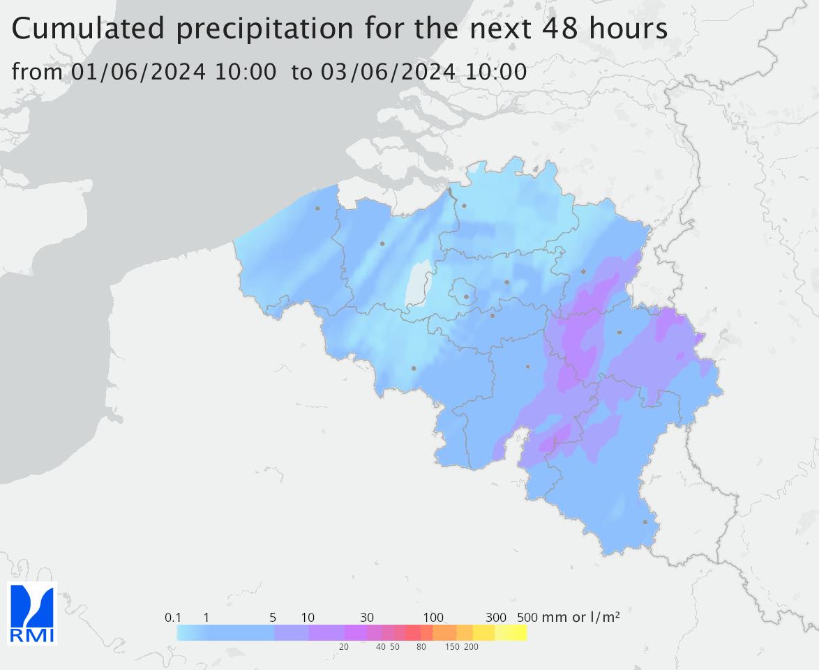 forecasted accumulated precipitation for the next 48 hours