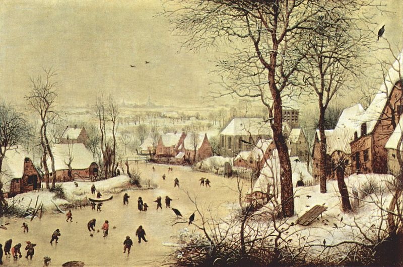 Pierre Breughel l'Ancien. Paysage d'hiver avec patineurs et trappe à oiseaux ou «trébuchet" (1565)